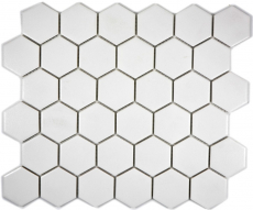 Piastrella di mosaico in ceramica esagonale bianca non smaltata MOS11B-0102-R10_f