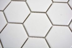 Piastrella di mosaico in ceramica esagonale bianca non smaltata MOS11B-0102-R10_f