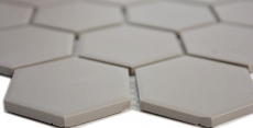 Piastrella di mosaico in ceramica esagonale grigio non smaltato MOS11B-0202-R10_f