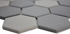 Piastrella di mosaico in ceramica esagonale grigio scuro grigio nero non smaltato MOS11B-2313-R10_
