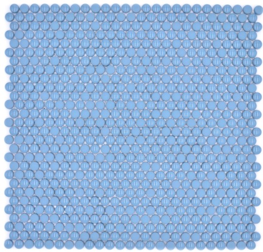 Pulsante mosaico Loop rotondo mosaico blu lucido opaco muro piastrelle backsplash cucina bagno MOS140-0411