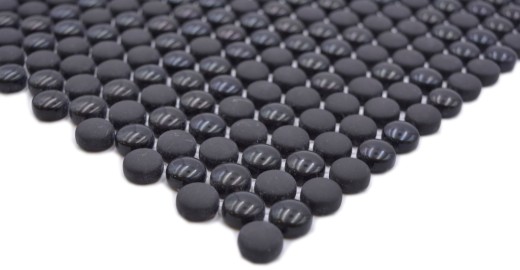 Mosaico di vetro Mosaico a bottoni nero lucido opaco Pavimento doccia Schermo doccia Rivestimento vasca da bagno