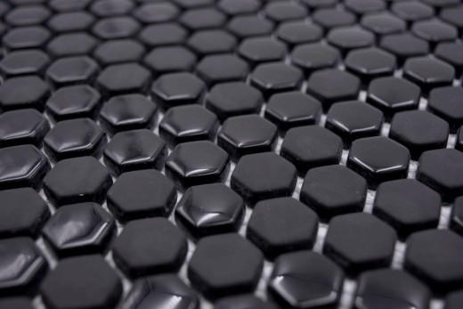 Mosaico di vetro esagonale esagonale mosaico nero lucido opaco piastrelle di mosaico muro piastrelle backsplash cucina bagno