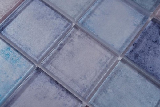 Mosaico di vetro tessere di mosaico blu pastello viola crema iridescente piastrelle da parete backsplash cucina bagno