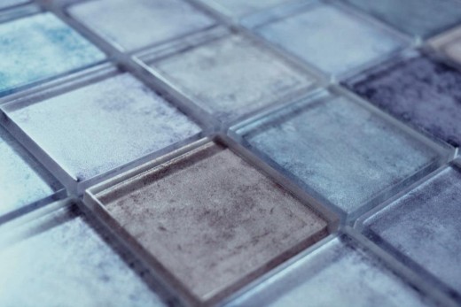 Mosaico di vetro tessere di mosaico blu pastello viola crema iridescente piastrelle da parete backsplash cucina bagno