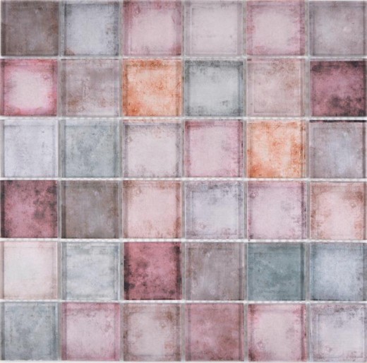 Mosaico di vetro piastrelle rosa marrone viola parete backsplash cucina bagno - MOS88-0412