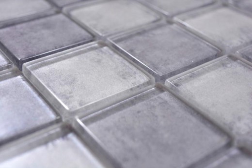 Piastrelle di vetro a mosaico grigio pastello parete backsplash cucina bagno - MOS88-0020