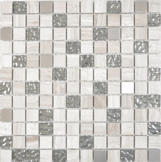 Pietra naturale rustica vetro mosaico piastrelle acciaio inox grigio bianco argento chiaro muro piastrelle backsplash cucina piastrelle bagno WC - MOS82-0108