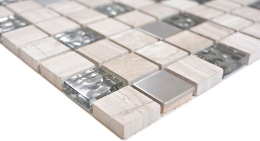 Pietra naturale rustica vetro mosaico piastrelle acciaio inox grigio bianco argento chiaro muro piastrelle backsplash cucina piastrelle bagno WC - MOS82-0108