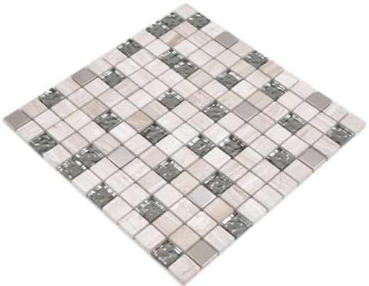 Pietra naturale rustica vetro mosaico piastrelle acciaio inox grigio bianco argento chiaro muro piastrelle backsplash cucina piastrelle bagno WC - MOS82-0108