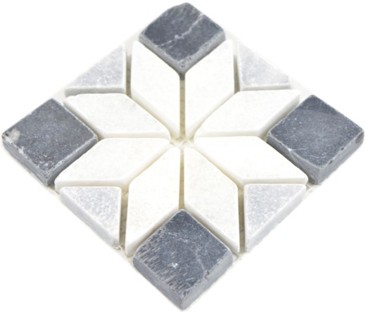 Mini intarsio in pietra naturale travertino decorazione marmo bianco grigio chiaro antracite pavimento sauna parete bagno cucina WC - MOSDEKO13