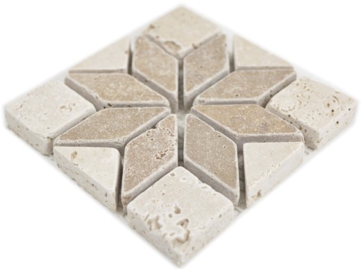Mini intarsio in pietra naturale travertino decorazione beige avorio noce marrone parete cucina bagno WC pavimento sauna - MOSDEKO25