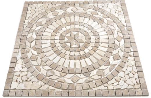 XL intarsio pietra naturale travertino beige chiaro crema noce marrone piastrelle mosaico pavimento cucina parete bagno sauna - MOSDEKO68