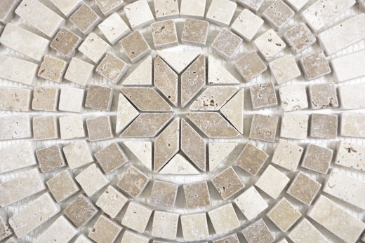 XL intarsio pietra naturale travertino beige chiaro crema noce marrone piastrelle mosaico pavimento cucina parete bagno sauna - MOSDEKO68
