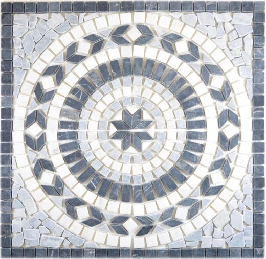XL intarsio pietra naturale travertino antracite nero bianco grigio chiaro piastrelle mosaico pavimento cucina parete bagno sauna - MOSDEKO57