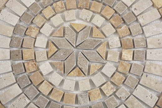 XL intarsio pietra naturale giallo oro beige chiaro noce marrone travertino mosaico piastrelle pavimento cucina parete bagno sauna - MOSDEKO79