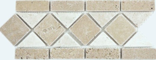 Travertino pietra naturale bordo beige crema cioccolato marrone noce parete pavimento doccia bagno cucina sauna - MOSBor-0246
