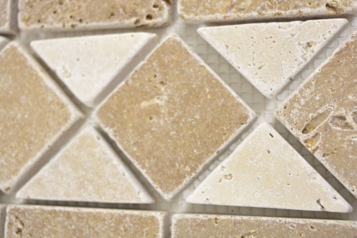 Travertino pietra naturale bordo beige crema cioccolato marrone noce parete pavimento doccia bagno cucina sauna - MOSBor-0246