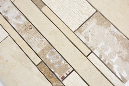 Piastrelle di marmo mosaico ceramico beige marrone parete backsplash bagno - MOS180-B03STB