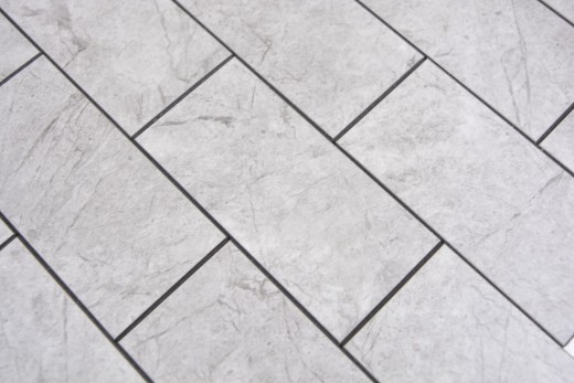 mosaico vinilico autoadesivo effetto pietra grigio Carrara look subway mosaico piastrelle parete backsplash cucina bagno MOS200-MLM