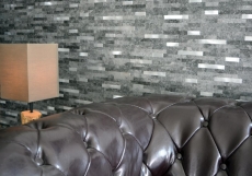 Mosaico vinilico autoadesivo bastoni aspetto pietra quarzo antracite argento piastrelle backsplash parete cucina MOS200-22BS