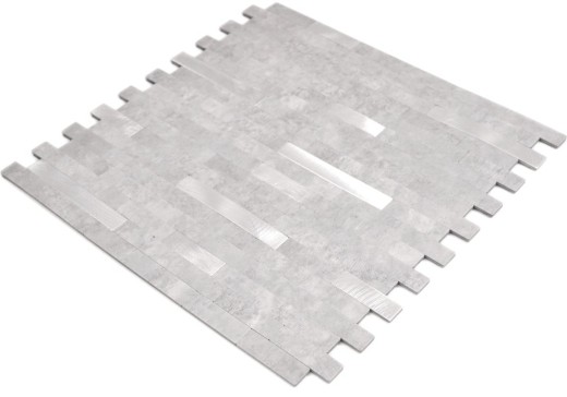 Mosaico vinilico autoadesivo bastoni pietra aspetto quarzo cemento grigio argento piastrelle backsplash cucina parete MOS200-4GS