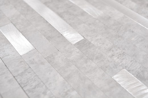 Mosaico vinilico autoadesivo bastoni pietra aspetto quarzo cemento grigio argento piastrelle backsplash cucina parete MOS200-4GS