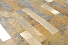 bastoncini autoadesivi in vinile mosaico aspetto pietra aspetto ardesia oro ruggine piastrelle backsplash parete cucina MOS200-MSG