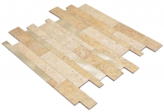 Composito vinilico effetto pietra Limestone marrone/oro piastrelle a mosaico backsplash cucina bagno MOS200-36LBG_f