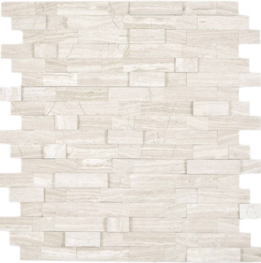 bastoncini autoadesivi mosaico composito pietra naturale Traverin beige piastrelle backsplash cucina parete ottica MOS200-M02