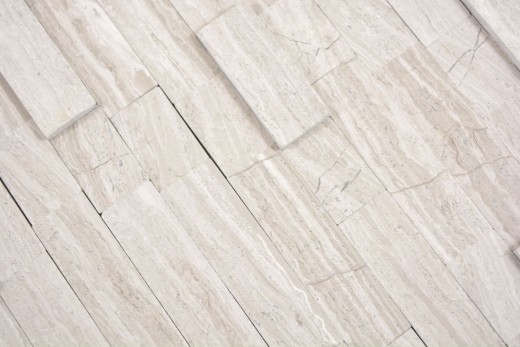 bastoncini autoadesivi mosaico composito pietra naturale Traverin beige piastrelle backsplash cucina parete ottica MOS200-M02