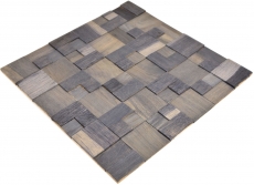 pannello di legno mosaico autoadesivo di fronte marrone scuro 3D muro di legno cucina backsplash piastrelle