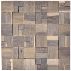 pannello di legno mosaico autoadesivo di fronte noce marrone 3D muro di legno cucina piastrelle backsplash