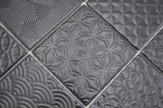 Modello a mano mosaico retro vintage piastrelle in ceramica nero Spirito nero MOS22B-1403_m