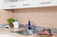 Piastrella di mosaico dipinta a mano mosaico ceramico retro vintage beige marrone alzatina cucina MOS18D-1412_m