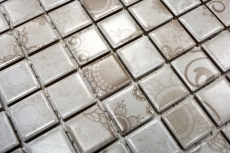 MOS18D-1402_m: piastrelle a mosaico con motivo a mano, mosaico ceramico vintage retrò, piastrelle grigio cachi