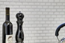 Campione a mano Mini Metro Subway mosaico piastrelle ceramica BIANCO piastrelle backsplash cucina MOS26-0102_m