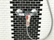 Campione a mano Mini Metro Subway mosaico piastrelle ceramica nero backsplash cucina MOS26-0302_m