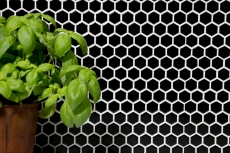 Modello a mano mosaico piastrelle ceramica esagono nero lucido parete piastrelle bagno MOS11A-0302_m