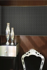 Piastrella di mosaico dipinta a mano in ceramica esagonale nera opaca per doccia MOS11A-0311_m
