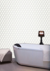 Piastrella di mosaico decorata a mano in ceramica esagonale bianca lucida per cucina MOS11B-0102_m