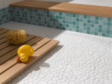 Mosaico di ciottoli dipinto a mano Ciottoli in ceramica bianca lucida piatto doccia backsplash MOS12-0102_m