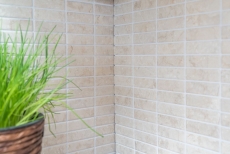 Piastrelle a mosaico decorate a mano Barre in ceramica effetto pietra beige chiaro Backsplash cucina MOS24-STSO45_m