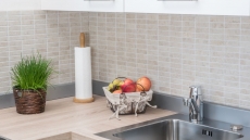 Piastrelle a mosaico decorate a mano Barre in ceramica effetto pietra beige chiaro Backsplash cucina MOS24-STSO45_m