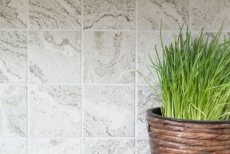 Mosaico dipinto a mano in ceramica effetto pietra texture grigio chiaro backsplash cucina MOS22-HWA9LG_m