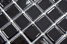 Piastrella di mosaico dipinta a mano in ceramica NERO LUCIDO parete backsplash cucina MOS18-0302_m