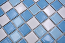 Campione a mano piscina mosaico piastrelle ceramica blu bianco lucido doccia parete MOS18-0407_m