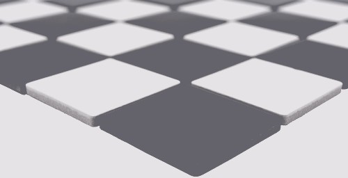 Piastrella di mosaico dipinta a mano in ceramica bianca nera opaca a scacchiera MOS16-CD202_m