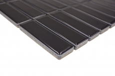 Piastrella di mosaico dipinta a mano in ceramica aste nere lucide per doccia MOS24-0302_m