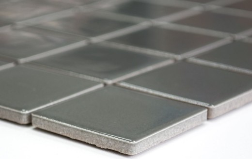 Piastrella di mosaico dipinta a mano ceramica metallo grigio lucido backsplash cucina MOS16B-0204_m